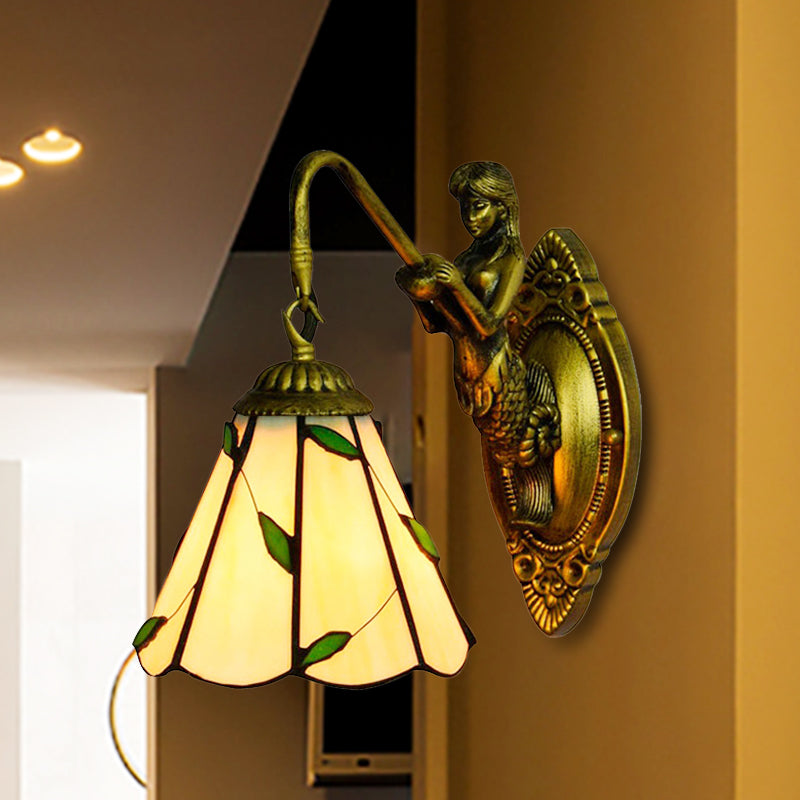 Frendorf | 1 Hoofdmontage Verlichting Tiffany Lily Blauw/Geel Glazen Wandlamp voor Gang