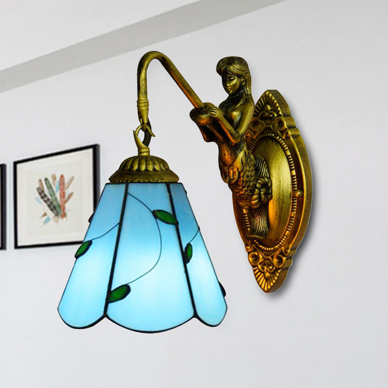 Frendorf | 1 Hoofdmontage Verlichting Tiffany Lily Blauw/Geel Glazen Wandlamp voor Gang