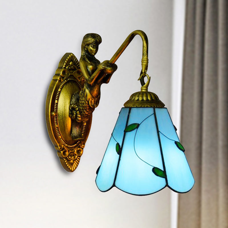 Frendorf | 1 Hoofdmontage Verlichting Tiffany Lily Blauw/Geel Glazen Wandlamp voor Gang