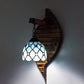 Frendorf | Scallop Wandlamp Tiffany Glass-in-lood 1 Licht Kleurvolle Wandbevestiging in Blauw-Wit/Rood/Blauw/Paarse voor Trap