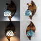 Frendorf | Scallop Wandlamp Tiffany Glass-in-lood 1 Licht Kleurvolle Wandbevestiging in Blauw-Wit/Rood/Blauw/Paarse voor Trap