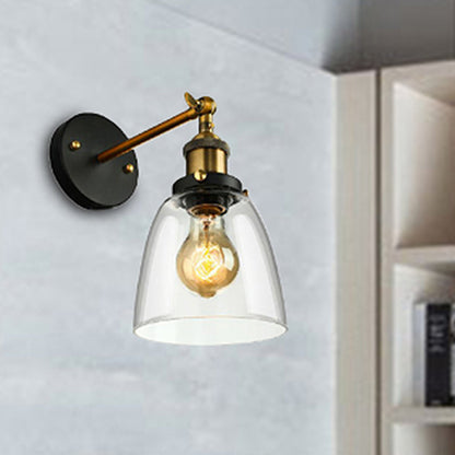 Frendorf | Tapered Schlafzimmer Wandleuchte Licht Einrichtung Rustikal Klarglas 1 Licht Schwarz Wandlampe mit Stecker-Kabel