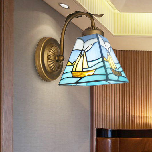 Frendorf | 1 Licht Segelboot Wandlamp Licht Nautisch Glasfenster Wandmontage Licht in Messing