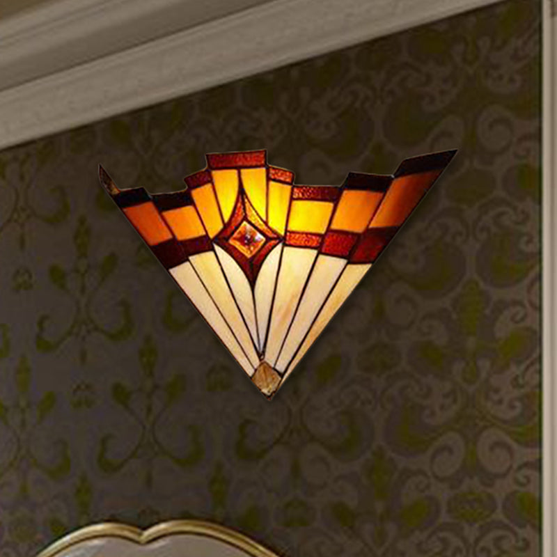 Frendorf | Missionstijl Driehoek Wandlamp Geëtst Glas 1 Licht Binnen Wandverlichting voor Hal