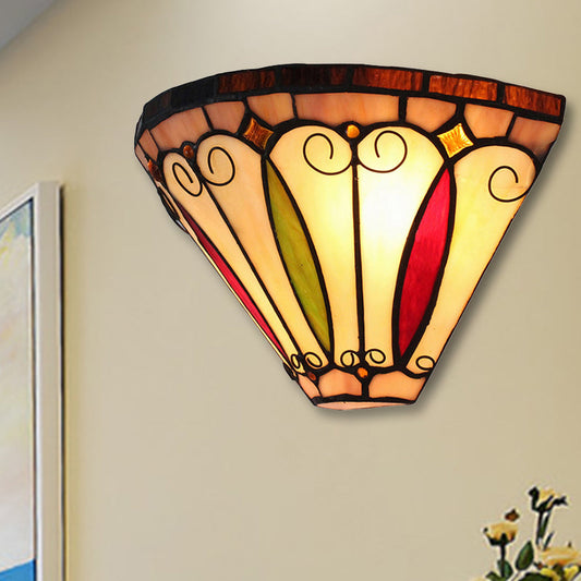 Frendorf | 2 Lichter Mini Wandleuchte mit Schalenlampenschirm Buntglas Vintage Wandleuchte in Mehrfarbig
