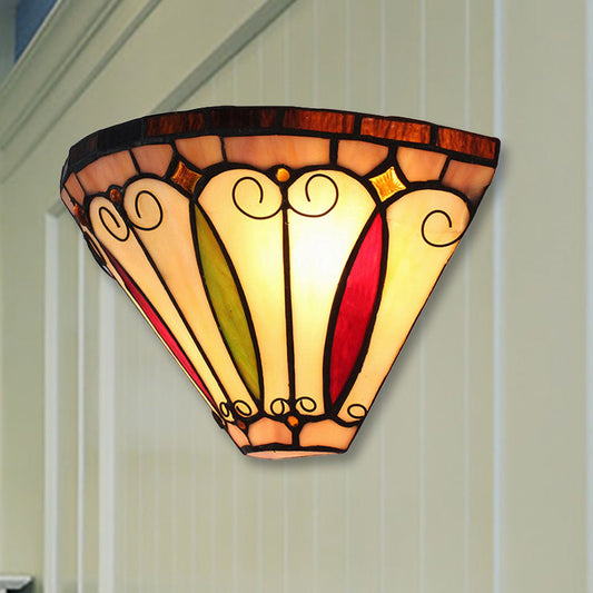 Frendorf | 2 Lichter Mini Wandleuchte mit Schalenlampenschirm Buntglas Vintage Wandleuchte in Mehrfarbig