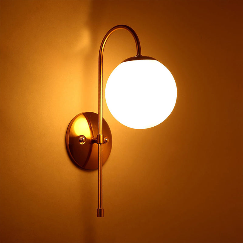 Frendorf | Messing Globus Wandlamp Moderne Opale Glas 1 Licht Koffiehuis Wandlamp Armatuur