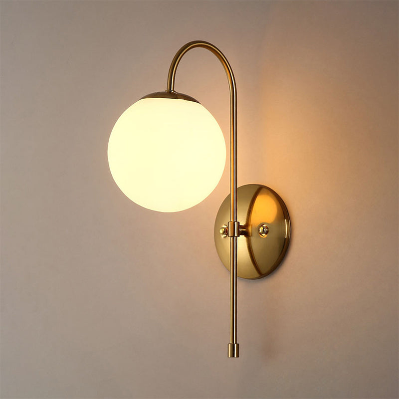 Frendorf | Messing Globus Wandlamp Moderne Opale Glas 1 Licht Koffiehuis Wandlamp Armatuur