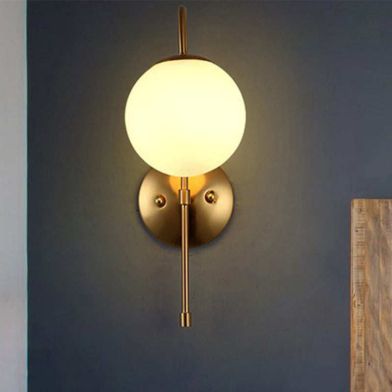 Frendorf | Messing Globus Wandlamp Moderne Opale Glas 1 Licht Koffiehuis Wandlamp Armatuur