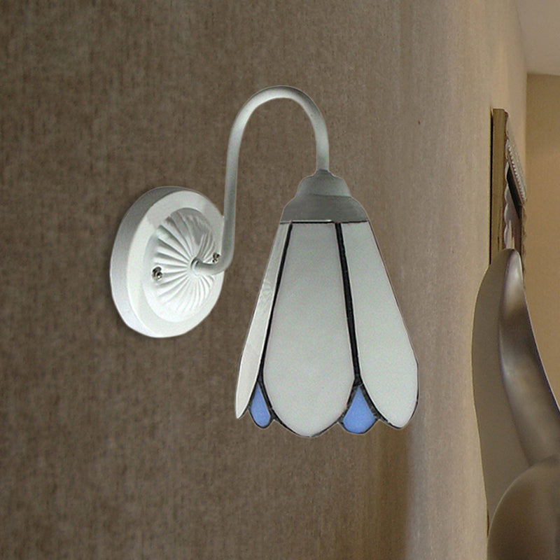 Frendorf | Lily Wandlamp 1 Kop Wit Glas Tiffany Muur Gemonteerd Licht voor Slaapkamer