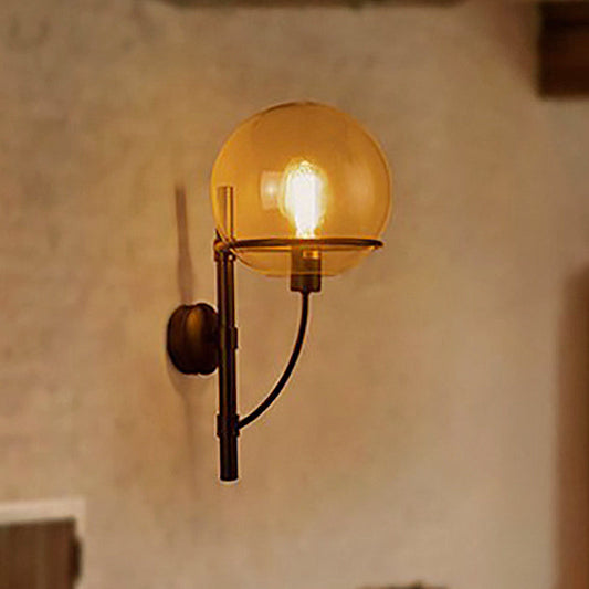 Frendorf | 1 Licht Globus Wandlamp Lichtarmatuur Industrieel Zwart Helderd Glas Wandlamp voor Koffie Shop