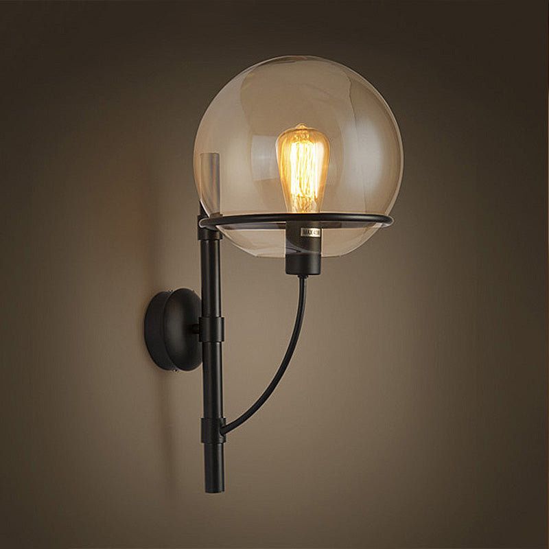 Frendorf | 1 Licht Globus Wandlamp Lichtarmatuur Industrieel Zwart Helderd Glas Wandlamp voor Koffie Shop