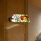 Banker Wandleuchte mit Zugschalter Traditioneller Stil Buntglas Blumen Wandleuchte in Messing