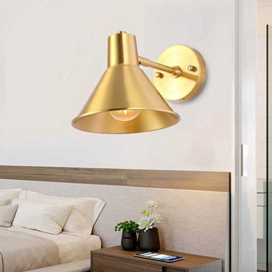 Frendorf | Messing-Finish Flared Wand Sconces Licht Vintage Metall 1 Glühbirne Schlafzimmer Wandbeleuchtung mit verstellbarem Arm