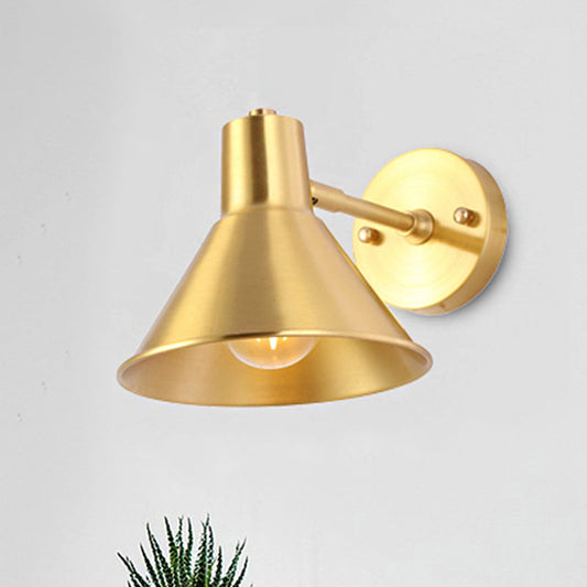Frendorf | Messing-Finish Flared Wand Sconces Licht Vintage Metall 1 Glühbirne Schlafzimmer Wandbeleuchtung mit verstellbarem Arm