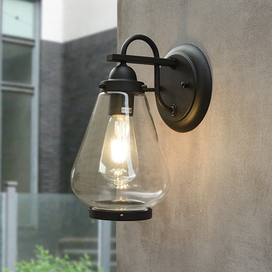 Frendorf | Klar Glas Schwarze Wandleuchte Kegel 1-Licht Industrielle Wandlampe Leuchte für Veranda