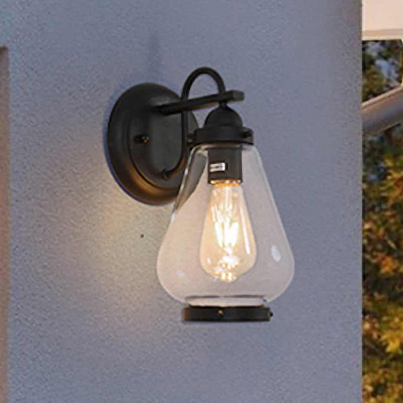 Frendorf | Klar Glas Schwarze Wandleuchte Kegel 1-Licht Industrielle Wandlampe Leuchte für Veranda