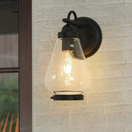 Frendorf | Klar Glas Schwarze Wandleuchte Kegel 1-Licht Industrielle Wandlampe Leuchte für Veranda