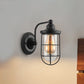 Frendorf | Industriële draadkooi wandverlichting 1/2-lamp heldere glazen wandlamp in zwart voor trap.