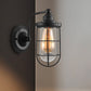 Frendorf | Industriële draadkooi wandverlichting 1/2-lamp heldere glazen wandlamp in zwart voor trap.