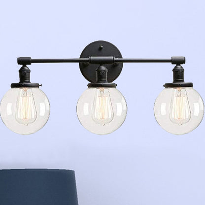 Frendorf | Schwarze 3 Lichter Wandleuchte Industrie Klarglas Blasen Schirm Beleuchtungseinrichtung für Außenbereiche
