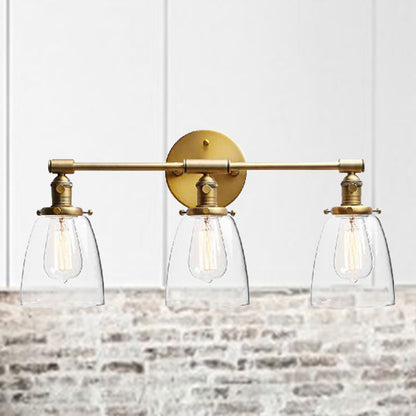 Frendorf | 3-Bulb Kegel Wandmontage Lichtarmatuur Industrieel Messing Klares Glas Beleuchtung für Restaurant
