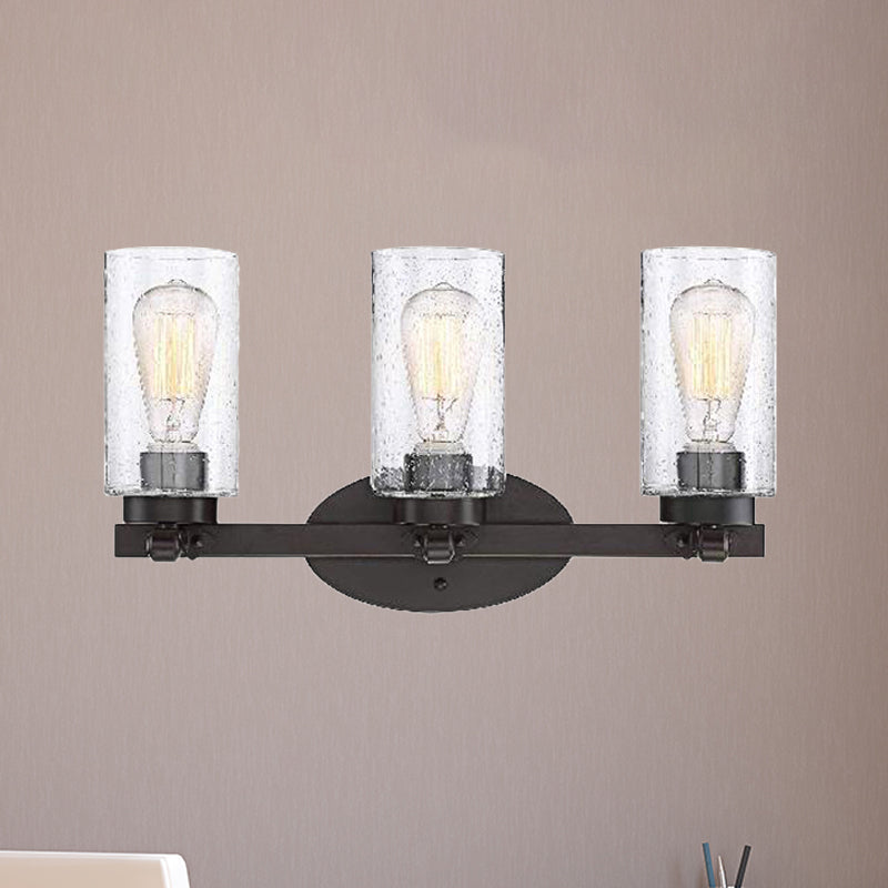 Frendorf | 3-Glühbirnen Saatglas Wandleuchte Industrie Schwarz Zylinder Esszimmer Wandlampe in Klar