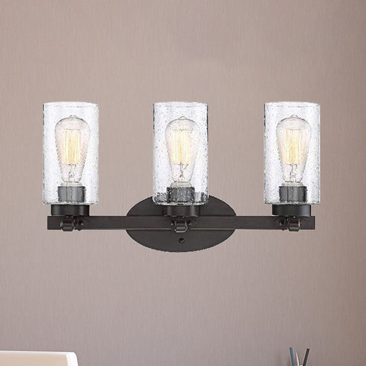 Frendorf | 3-Glühbirnen Saatglas Wandleuchte Industrie Schwarz Zylinder Esszimmer Wandlampe in Klar