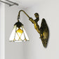 Frendorf | Tiffany Cone Wandmontage Verlichting 1 Kop Beige Glas Wandlamp met Zeemeermin Achterplaat