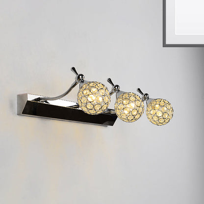 Frendorf | Orbit Wandleuchte Sconce Modernistisch Stilvoll Klar Kristall 3/4 Lichter Schwarze Oberfläche Kosmetikspiegel Licht, Warm/Weiß Licht