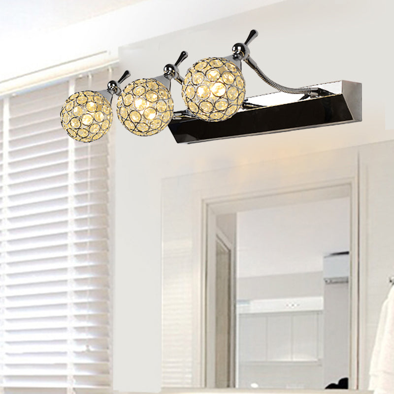 Frendorf | Orbit Wandleuchte Sconce Modernistisch Stilvoll Klar Kristall 3/4 Lichter Schwarze Oberfläche Kosmetikspiegel Licht, Warm/Weiß Licht