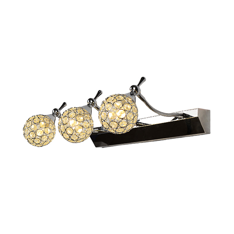 Frendorf | Orbit Wandleuchte Sconce Modernistisch Stilvoll Klar Kristall 3/4 Lichter Schwarze Oberfläche Kosmetikspiegel Licht, Warm/Weiß Licht