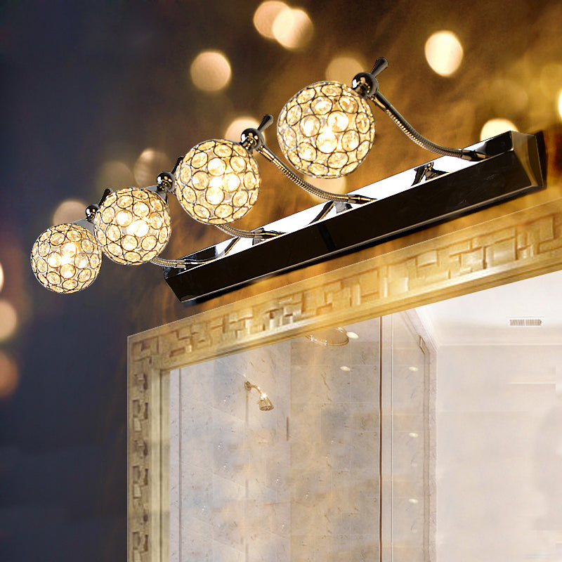 Frendorf | Orbit Wandleuchte Sconce Modernistisch Stilvoll Klar Kristall 3/4 Lichter Schwarze Oberfläche Kosmetikspiegel Licht, Warm/Weiß Licht