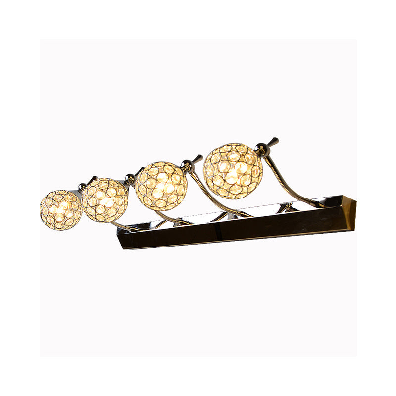 Frendorf | Orbit Wandleuchte Sconce Modernistisch Stilvoll Klar Kristall 3/4 Lichter Schwarze Oberfläche Kosmetikspiegel Licht, Warm/Weiß Licht