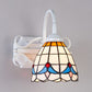 Frendorf | Retro-Stil Kuppel Wandlicht Leuchte Buntglas 1 Licht Abwärtsbeleuchtung Wandmontage Leuchte in Beige/Blau/Blau-Weiß/Weiß