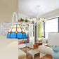 Frendorf | Retro-Stil Kuppel Wandlicht Leuchte Buntglas 1 Licht Abwärtsbeleuchtung Wandmontage Leuchte in Beige/Blau/Blau-Weiß/Weiß