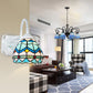 Frendorf | Retro-Stil Kuppel Wandlicht Leuchte Buntglas 1 Licht Abwärtsbeleuchtung Wandmontage Leuchte in Beige/Blau/Blau-Weiß/Weiß