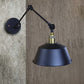 Frendorf | Retro Swing Arm Wandleuchte 1 Kopf Metallic Wandlampe mit konischen Schirm in Schwarz für Flur