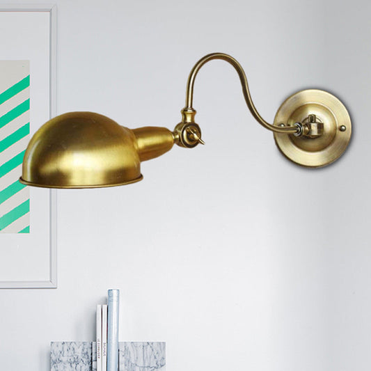 Frendorf | Messing 1 Kop Wandeleuchte Vintage Metalen Koepel Shade Wandlamp met Gooseneck Arm