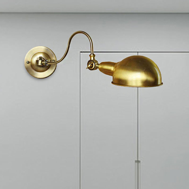 Frendorf | Messing 1 Kop Wandeleuchte Vintage Metalen Koepel Shade Wandlamp met Gooseneck Arm