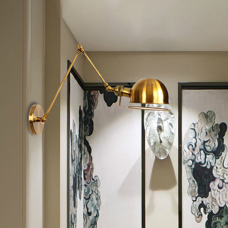 Frendorf | 1 Licht Swing Arm Wandverlichting Vintage Stijl Messing/Koper Metalen Wandmontage Licht met Kom Shade