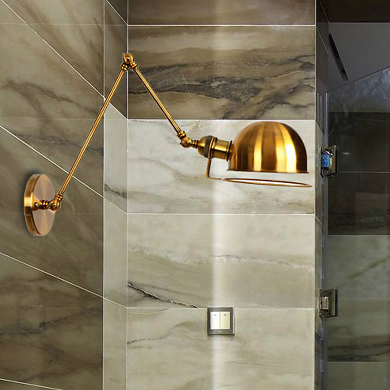Frendorf | 1 Licht Swing Arm Wandverlichting Vintage Stijl Messing/Koper Metalen Wandmontage Licht met Kom Shade