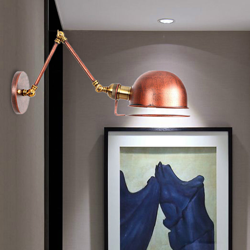 Frendorf | 1 Licht Swing Arm Wandverlichting Vintage Stijl Messing/Koper Metalen Wandmontage Licht met Kom Shade