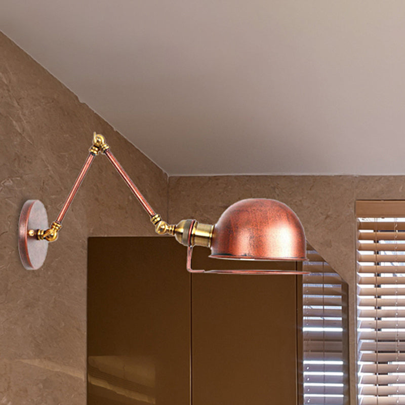 Frendorf | 1 Licht Swing Arm Wandverlichting Vintage Stijl Messing/Koper Metalen Wandmontage Licht met Kom Shade