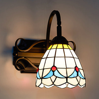 Frendorf | Tiffany Wandmontage Fixture Gevlochten Glas 1 Licht Kleurrijke Wandlamp in Beige/Blauw/Blauw-Wit/Wit voor Eetkamer