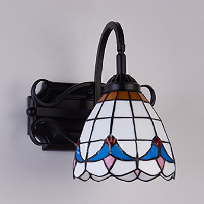 Frendorf | Tiffany Wandmontage Fixture Gevlochten Glas 1 Licht Kleurrijke Wandlamp in Beige/Blauw/Blauw-Wit/Wit voor Eetkamer
