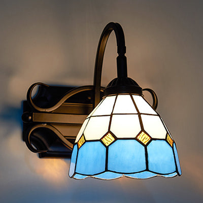 Frendorf | Tiffany Wandmontage Fixture Gevlochten Glas 1 Licht Kleurrijke Wandlamp in Beige/Blauw/Blauw-Wit/Wit voor Eetkamer
