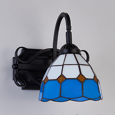 Frendorf | Tiffany Wandmontage Fixture Gevlochten Glas 1 Licht Kleurrijke Wandlamp in Beige/Blauw/Blauw-Wit/Wit voor Eetkamer