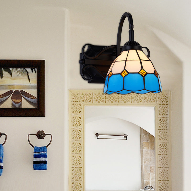 Frendorf | Tiffany Wandmontage Fixture Gevlochten Glas 1 Licht Kleurrijke Wandlamp in Beige/Blauw/Blauw-Wit/Wit voor Eetkamer