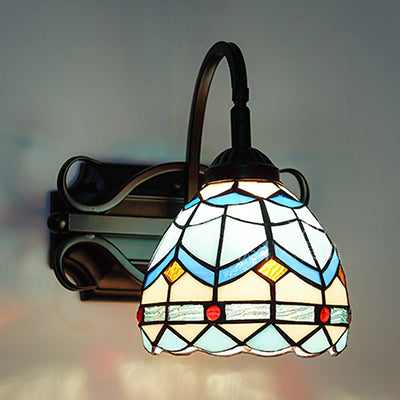 Frendorf | Tiffany Wandmontage Fixture Gevlochten Glas 1 Licht Kleurrijke Wandlamp in Beige/Blauw/Blauw-Wit/Wit voor Eetkamer